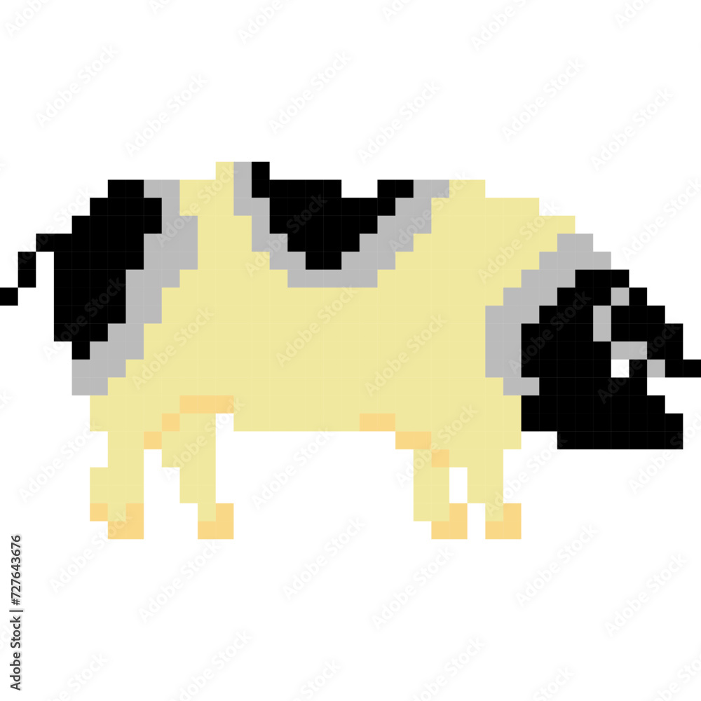 Pig cartoon icon in pixel style Pig cartoon icon in pixel style