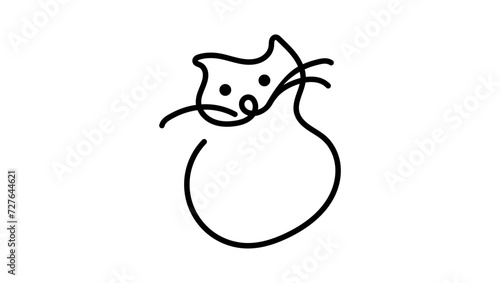 cat logo, line cat, black isolated silhouette