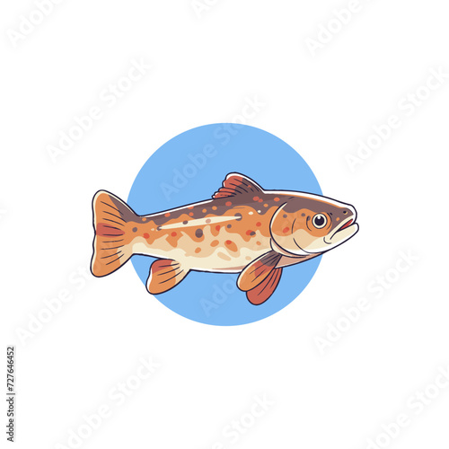 brook trout fish animal chibi cartoon style isolated plain background, vector illustration