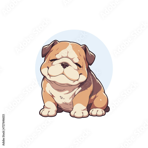 bulldog animal chibi cartoon style isolated plain background, vector illustration