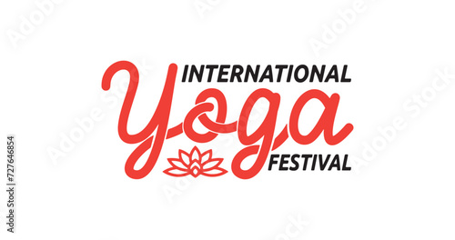 International Yoga Festival text handwritten modern text calligraphy vector illustration. Great for banner elements and celebration yoga festivals around the world