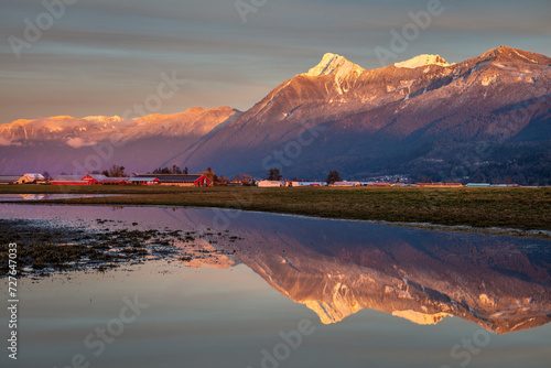 Mount Cheam reflection in Chilliwack, BC © peteleclerc