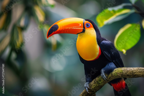 Colorful Toucan with Vibrant Chest Holding Berry