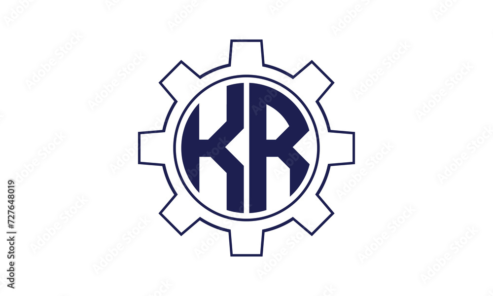 KR initial letter mechanical circle logo design vector template. industrial, engineering, servicing, word mark, letter mark, monogram, construction, business, company, corporate, commercial, geometric