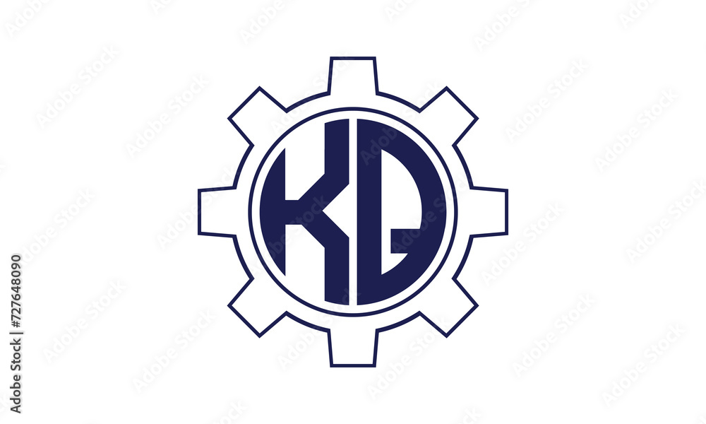 KQ initial letter mechanical circle logo design vector template. industrial, engineering, servicing, word mark, letter mark, monogram, construction, business, company, corporate, commercial, geometric