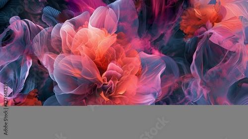 Digital petals unfolding in a rhythmic dance, creating a dynamic and evolving abstract floral pattern. #727648239