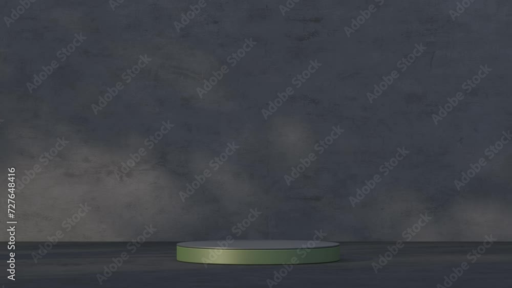 3D render animation 4k platform green with black back wall and tree shadow 3D render animation 4k platform green with black back wall and tree shadow