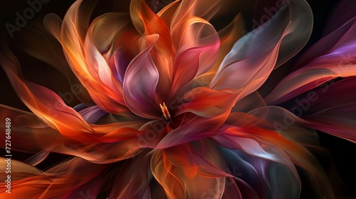 Digital petals unfolding in a rhythmic dance, creating a dynamic and evolving abstract floral pattern.
