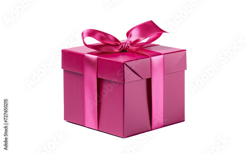 A Fuchsia Box with Artistic Ribbon Splendor on White or PNG Transparent Background.