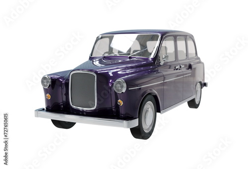 Iconic Classic British Cab  on White Background 3d illustration