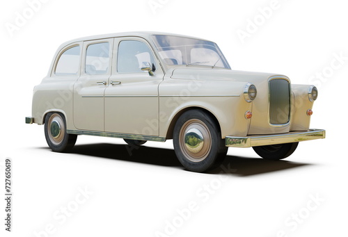 Iconic Classic British Cab on White Background 3d illustration