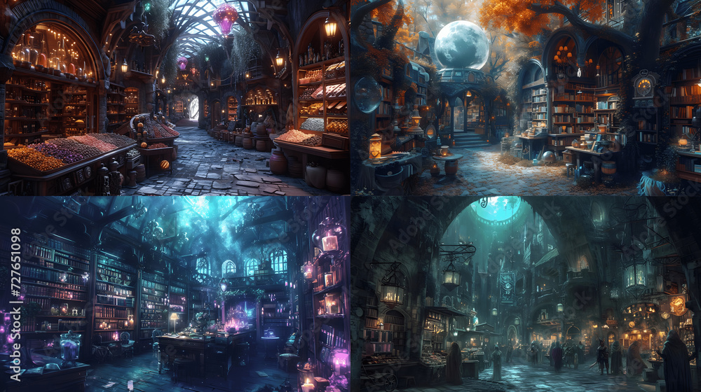 arcane bazaar in a crossdimensional nexusmagical artifacts and otherworldly merchants A marketplace  Generative AI