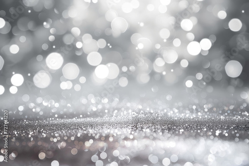 Bokeh; Silver and white light orbs on grey. photo