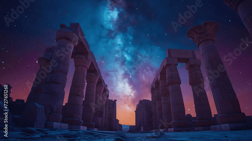 ancient ruins under a starlit skywhispers of the past and celestial alignments Ruins that breathe hi Generative AI