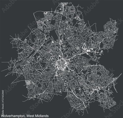 Street roads map of the METROPOLITAN BOROUGH AND CITY OF WOLVERHAMPTON, WEST MIDLANDS