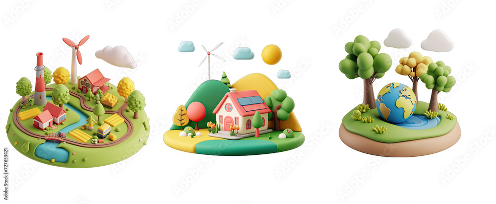 Fototapeta premium 3d minimal cartoon Eco System for life