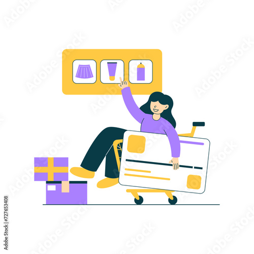 Woman Shopping - Flat Design