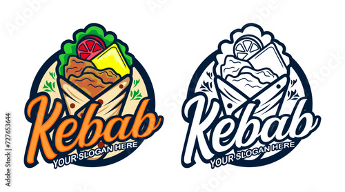 doner shawarma kebab logo labels template 