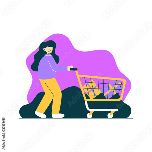 Woman Shopping - Flat Design