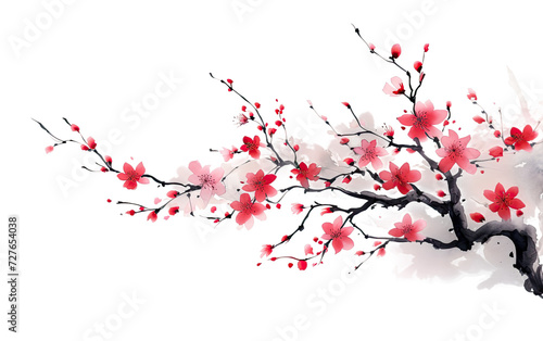 Artistic Chinese Brush Painting Kit on White or PNG Transparent Background.