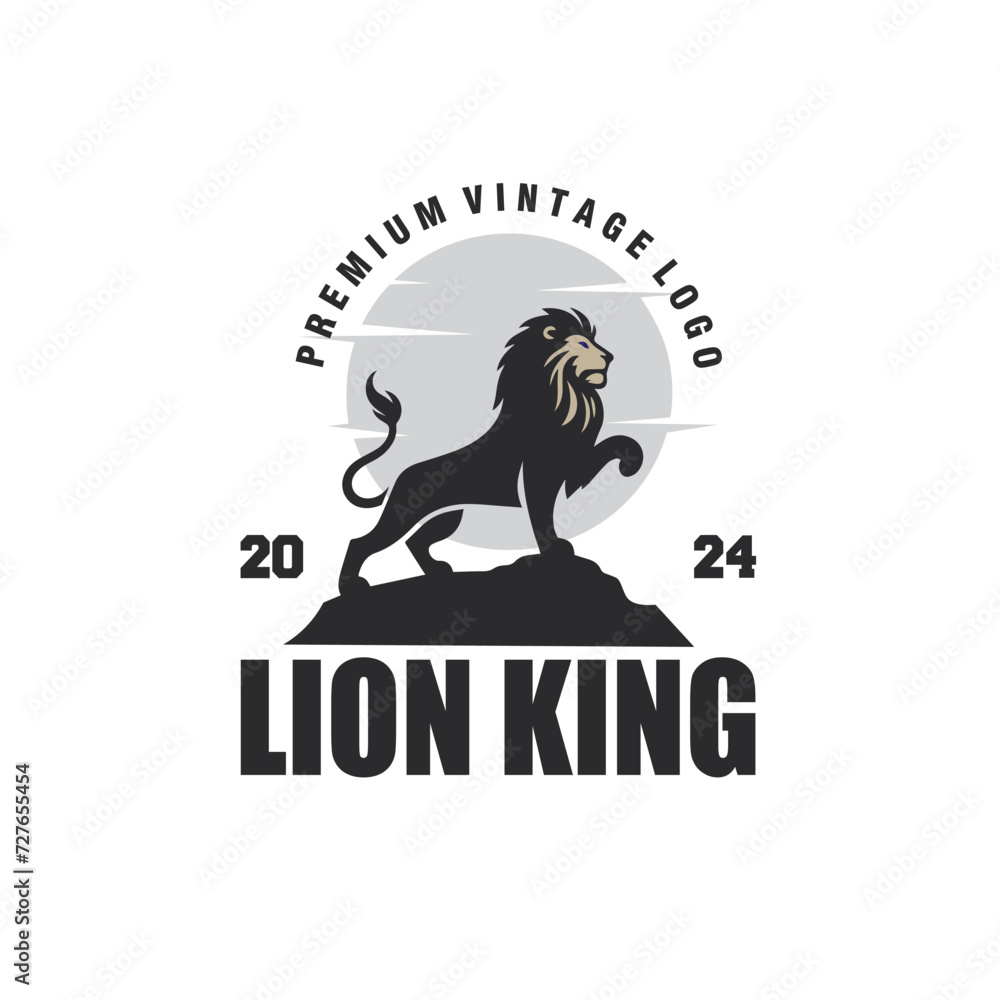 Fototapeta premium Silhouette Lion King Heraldry logo design vector graphic illustration