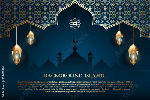 Islamic or Arabic background. luxury gold pattern color and dark color. can be used as an additional element of Islamic theme design