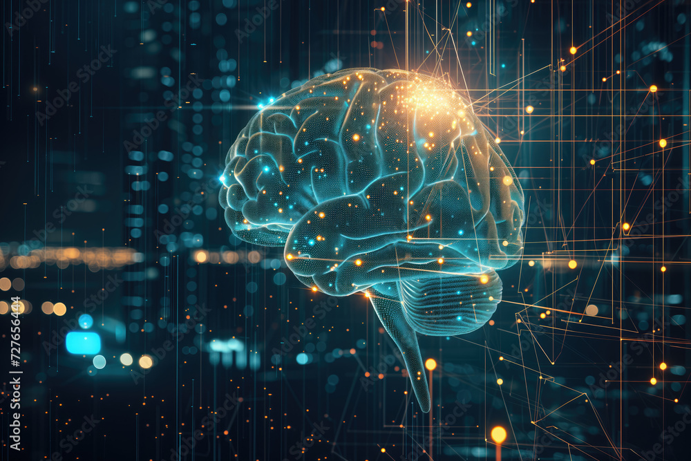 Brain connected to technology Brain connected to technology