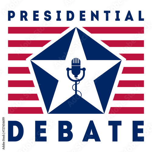 The presidential debate on the eve of the US presidential election. A stylized microphone inside a star.