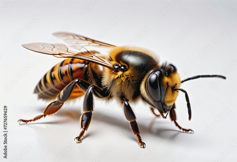 Close-up photo of a bee on white background Close-up photo of a bee on white background