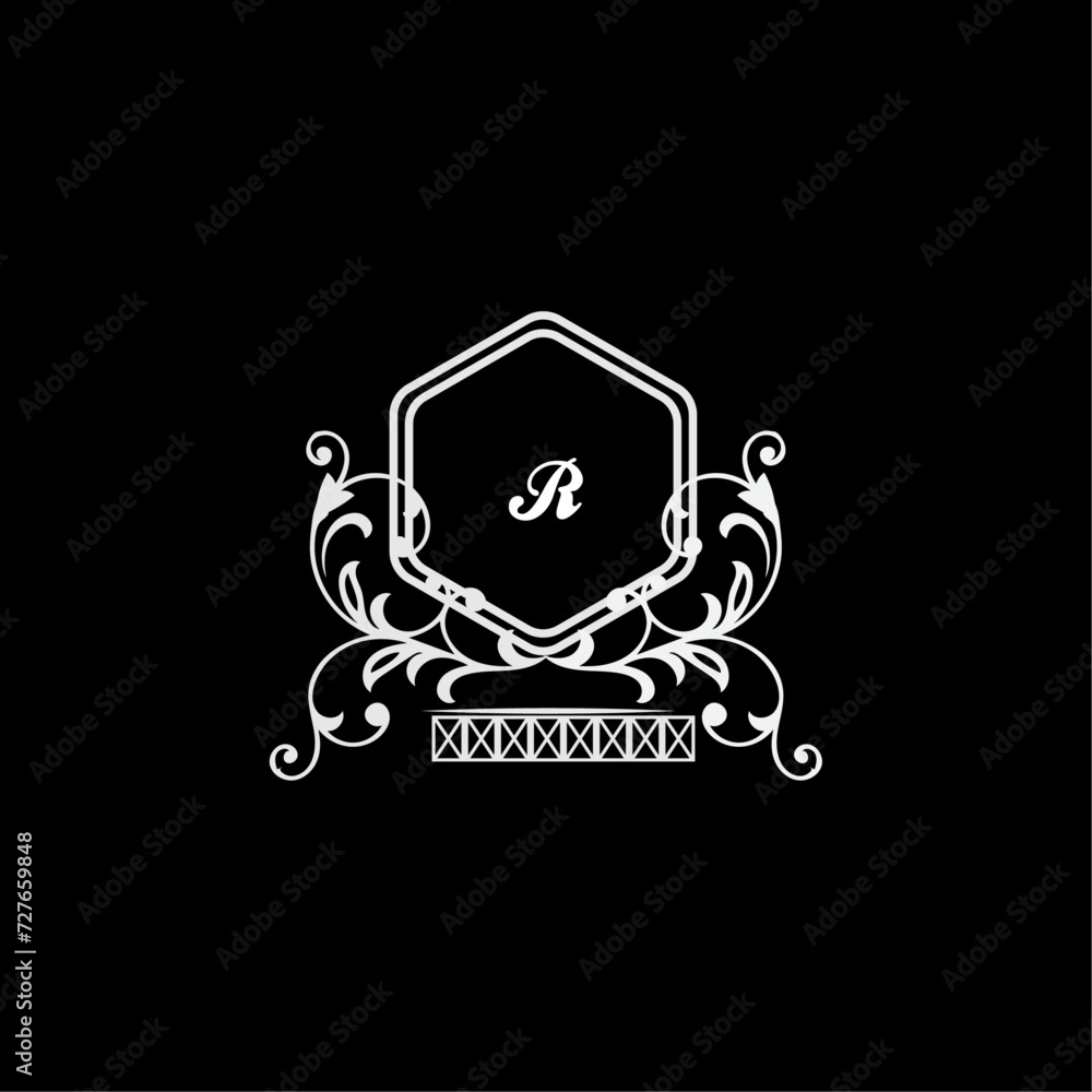 R Letter, letter R logo manual elegant minimalist signature logotype. R luxury crown monogram with the hexagon. Elegant emblem and graceful calligraphy. R Letter, letter R logo manual elegant minimalist signature logotype. R luxury crown monogram with the hexagon. Elegant emblem and graceful calligraphy.