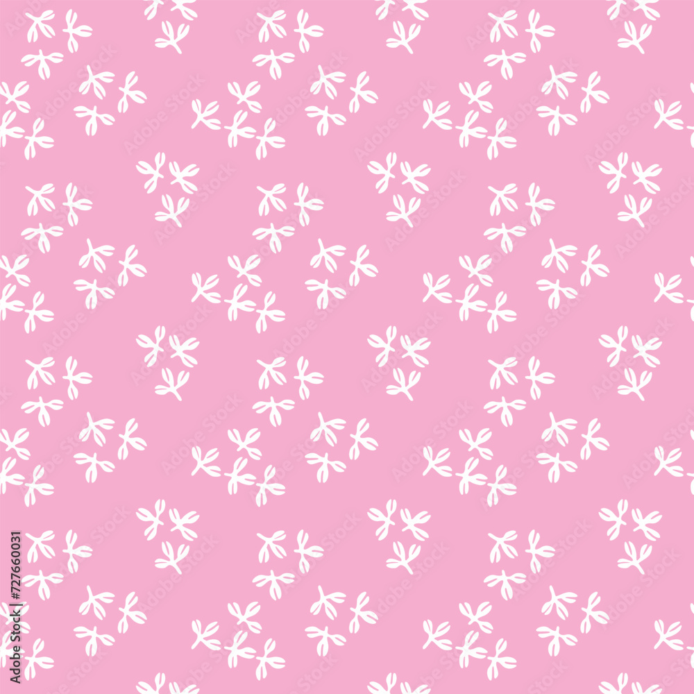 Japanese Pink Pretty Leaf Vector Seamless Pattern