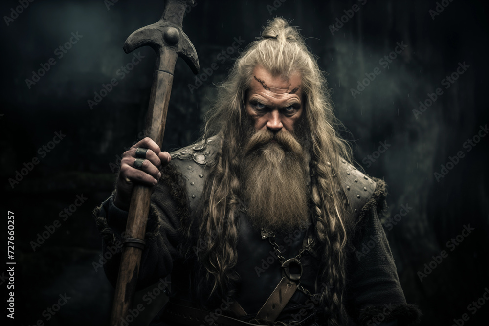 Fierce viking warrior portrait. Generative AI Fierce viking warrior portrait. Generative AI