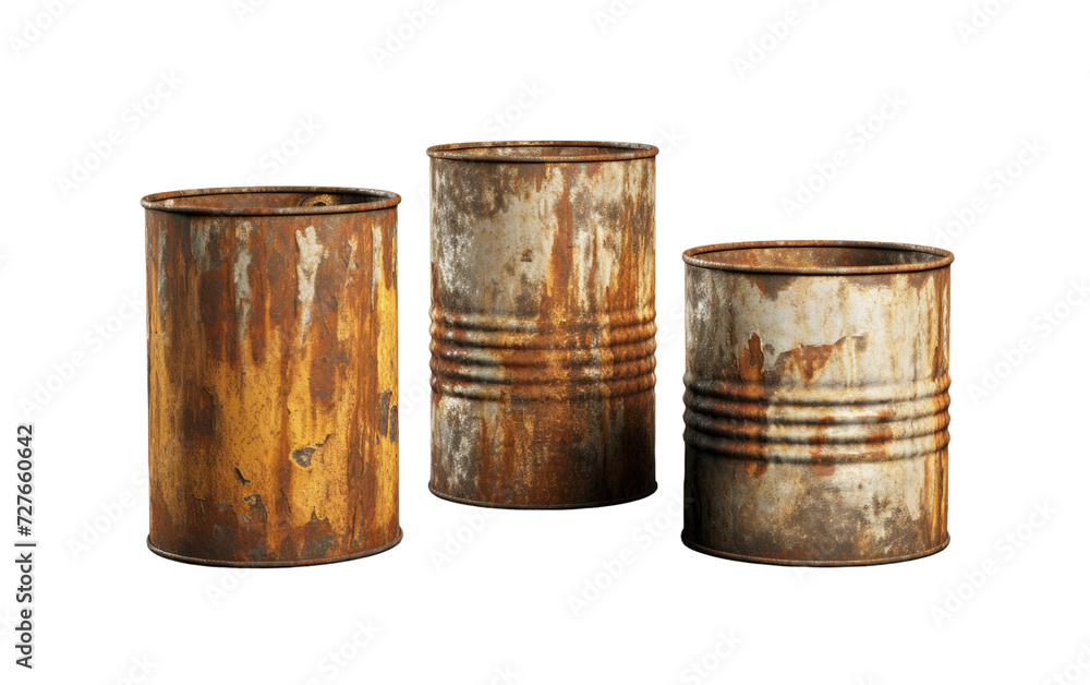 Rusting Metal Cans Brilliance on White or PNG Transparent Background. Rusting Metal Cans Brilliance on White or PNG Transparent Background.