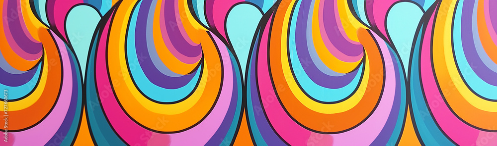 Obraz premium Psychedelic background in the style of the 60s and 70s. AI generative.
