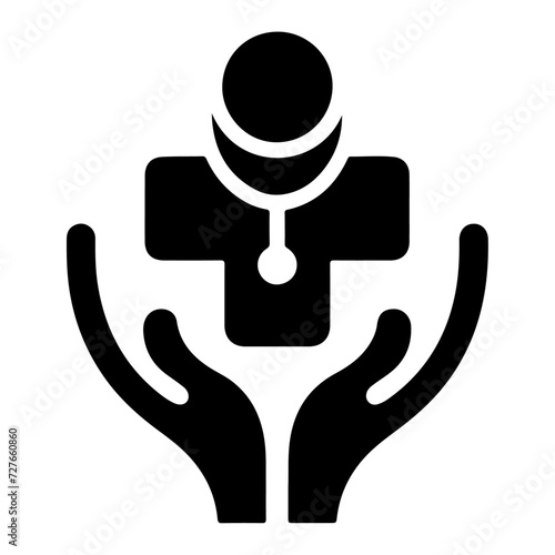 medical logo icon, flat symbol, black color silhouette