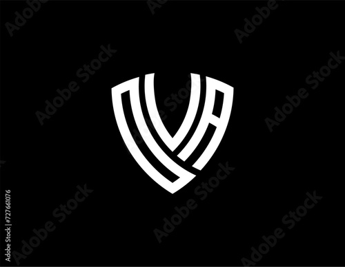 OVA creative letter shield logo design vector icon illustration	