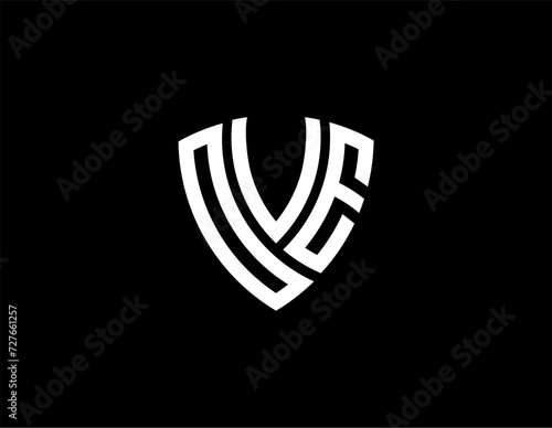 OVE creative letter shield logo design vector icon illustration	