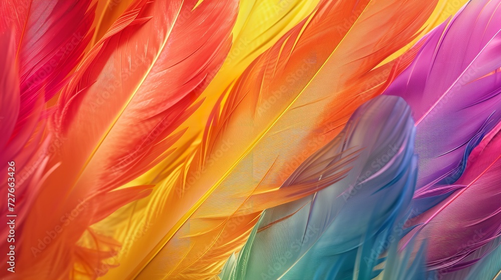 Rainbow Bright Colorful Feather Pattern Background - Vibrant Design

