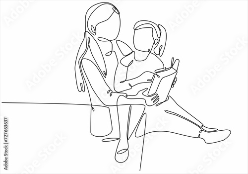 bonding, book, daughter, education, hand drawn, kid, lines, mask, mom, mother, outline, parent, parenting, playing, reading, sketch, story, together, drawing, love, mommy, people, simple, care, cartoo