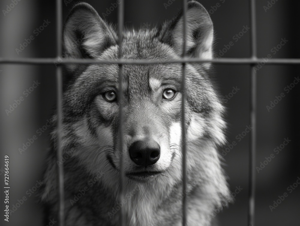 wolf in the cage