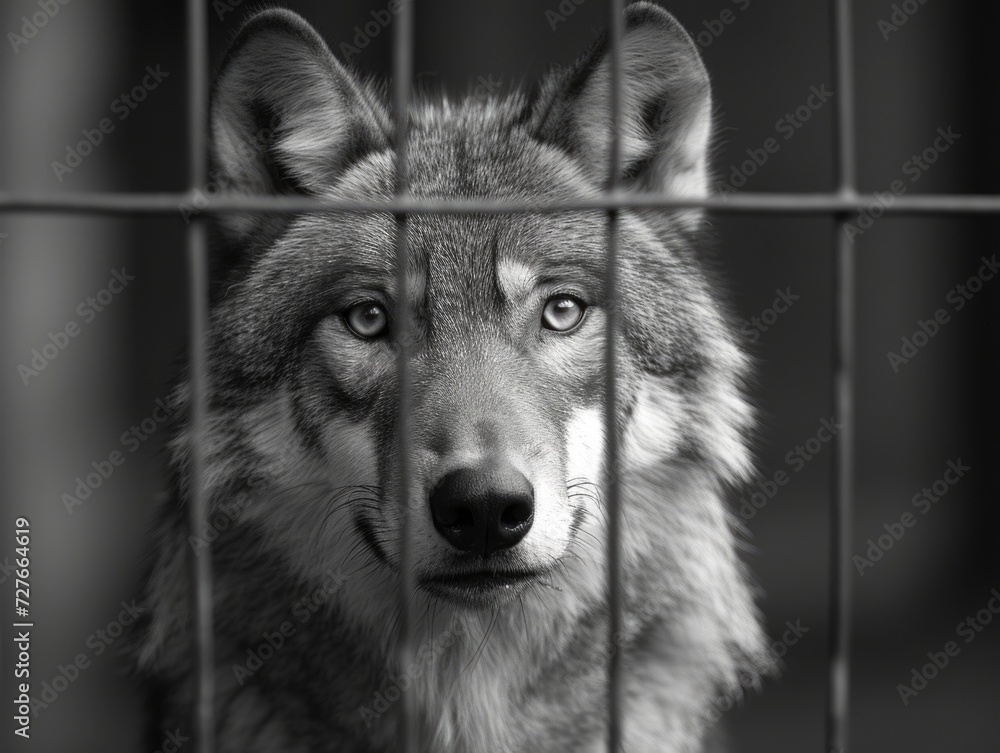 Fototapeta premium wolf in the cage