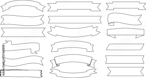 banner and ribbon Vector set, ribbon, banner outline. Perfect for product labels, awards, decorations. Easily editable, enhancing visual appeal. Elegant, classic elements for design work