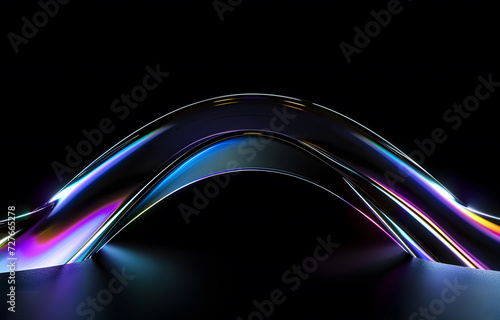 3d render, colorful background with abstract waves of light on a black empty background
