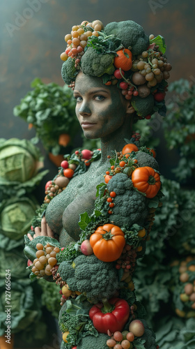 concept of healthy lifestyle illustrated by vegetables woman