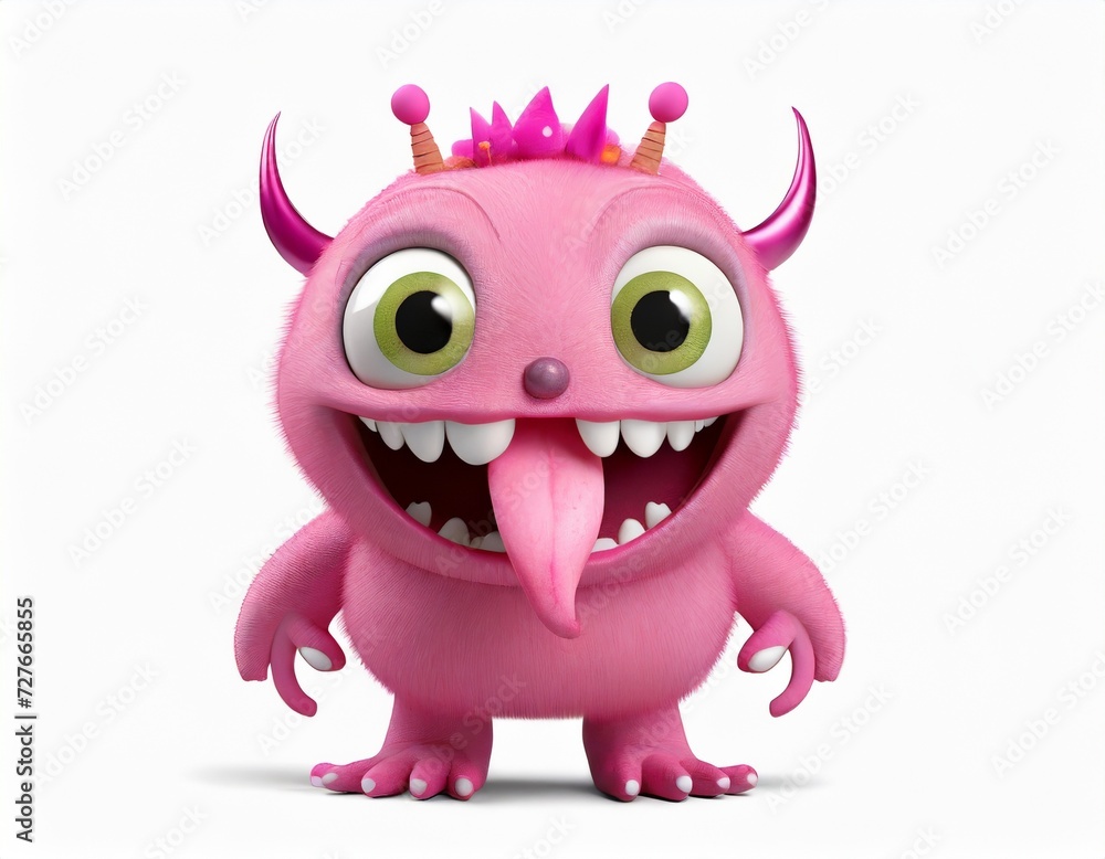 Cartoonish Pink Monster with Big Bright Eyes Cartoonish Pink Monster with Big Bright Eyes