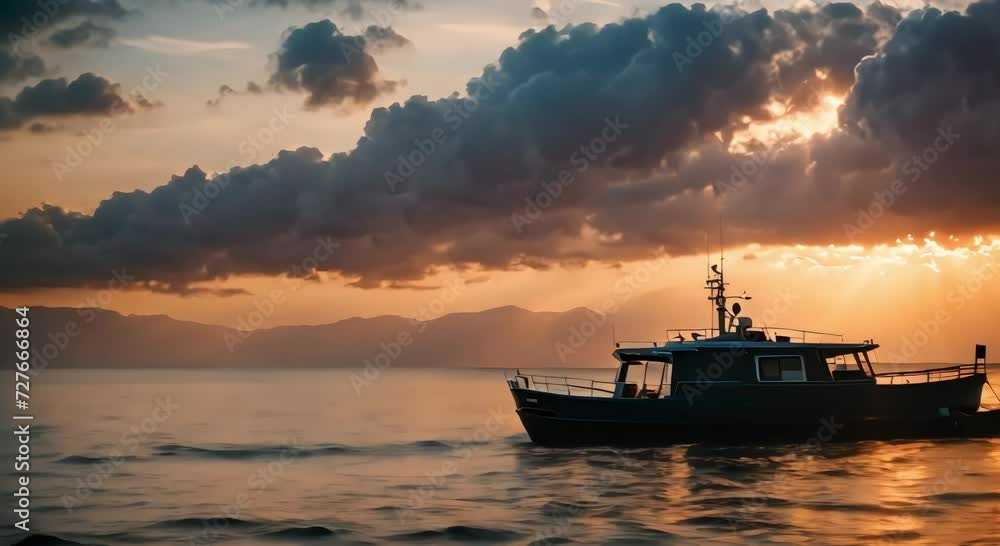 ship with a view of a beautiful colored sea background
