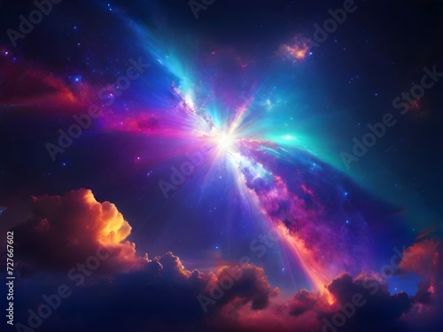 A colorful cloud in the sky at night background