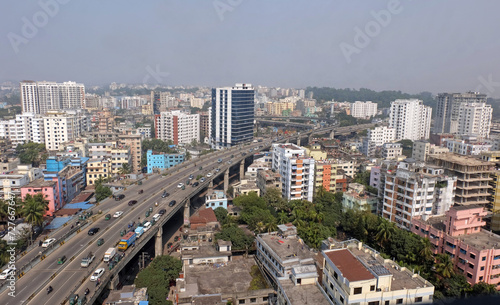  A beautiful sunny view of chittagong city. Top view of chittagong or chattogram city,Bangladesh .skyline of chattogram city.