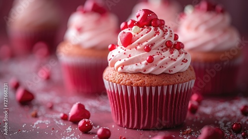 Red Velvet Cupcakes with Heart Toppings