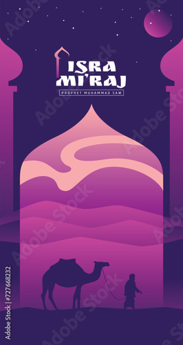 vector flat, gradient background for isra miraj banner template